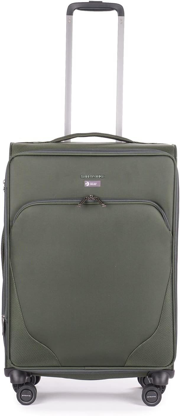 Stratic Mix Koffer Weichschale Reisekoffer Trolley Rollkoffer mittelgross, TSA Kofferschloss, 4 Roll