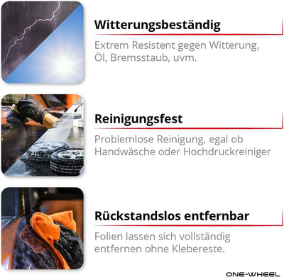One-Wheel, Premium Felgenaufkleber passend für KTM Duke 125| Motiv: 125 Racing Scratched, Felgenrand