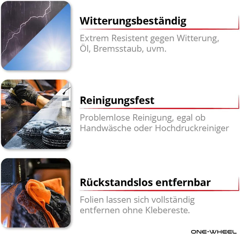One-Wheel, Premium Felgenaufkleber passend für KTM Duke 125| Motiv: 125 Racing Scratched, Felgenrand