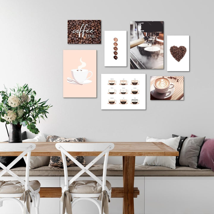 Novart Wandbilder Kaffee Coffee - KOMPLETT AUFHÄNGFERTIG - Küche Esszimmer Küchenbilder- 7 Moderne M