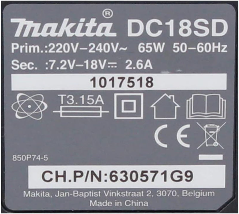 Makita Ladegerät DC 18 SD 7.2V-18V für Li-Ion Akkus