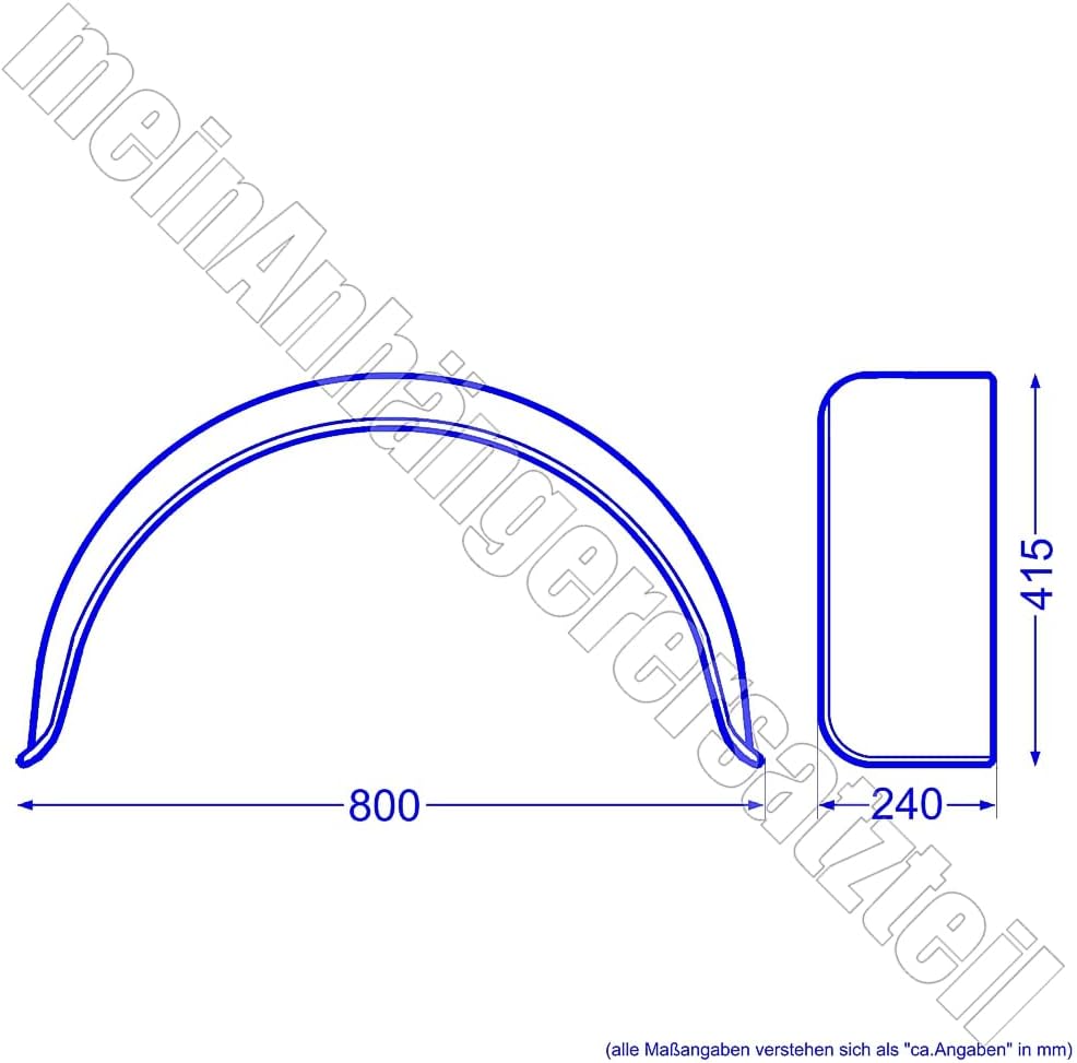Metall Blech Schutzblech Kotflügel 240x800mm / 24x80 cm für Pkw Anhänger