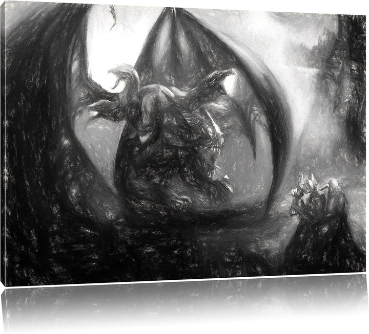 Pixxprint Drachen Schlangen als Leinwandbild/Grösse: 100x70 cm/Wandbild/Kunstdruck/fertig bespannt,