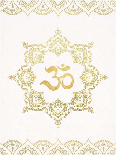 Bilderwelten Leinwandbild - Mandala OM Ornament weiss Gold - 80 x 60cm - Recycled Canvas 80cm x 60cm