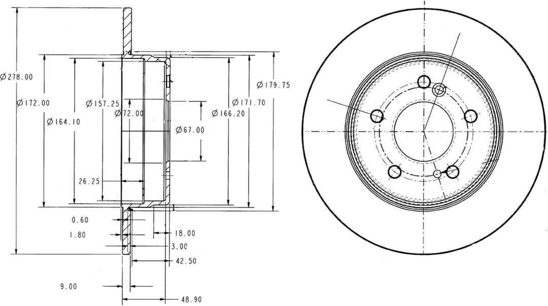 Delphi Bremsscheiben Hinten Voll 2X Ø 278Mm | Bg3326C