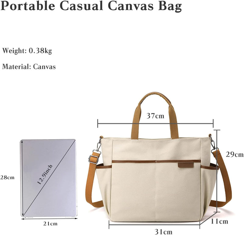 CORIOS Canvas Umhängetasche Casual Henkeltaschen Multifunktionale Schultertasche Grosse Kapazität Da