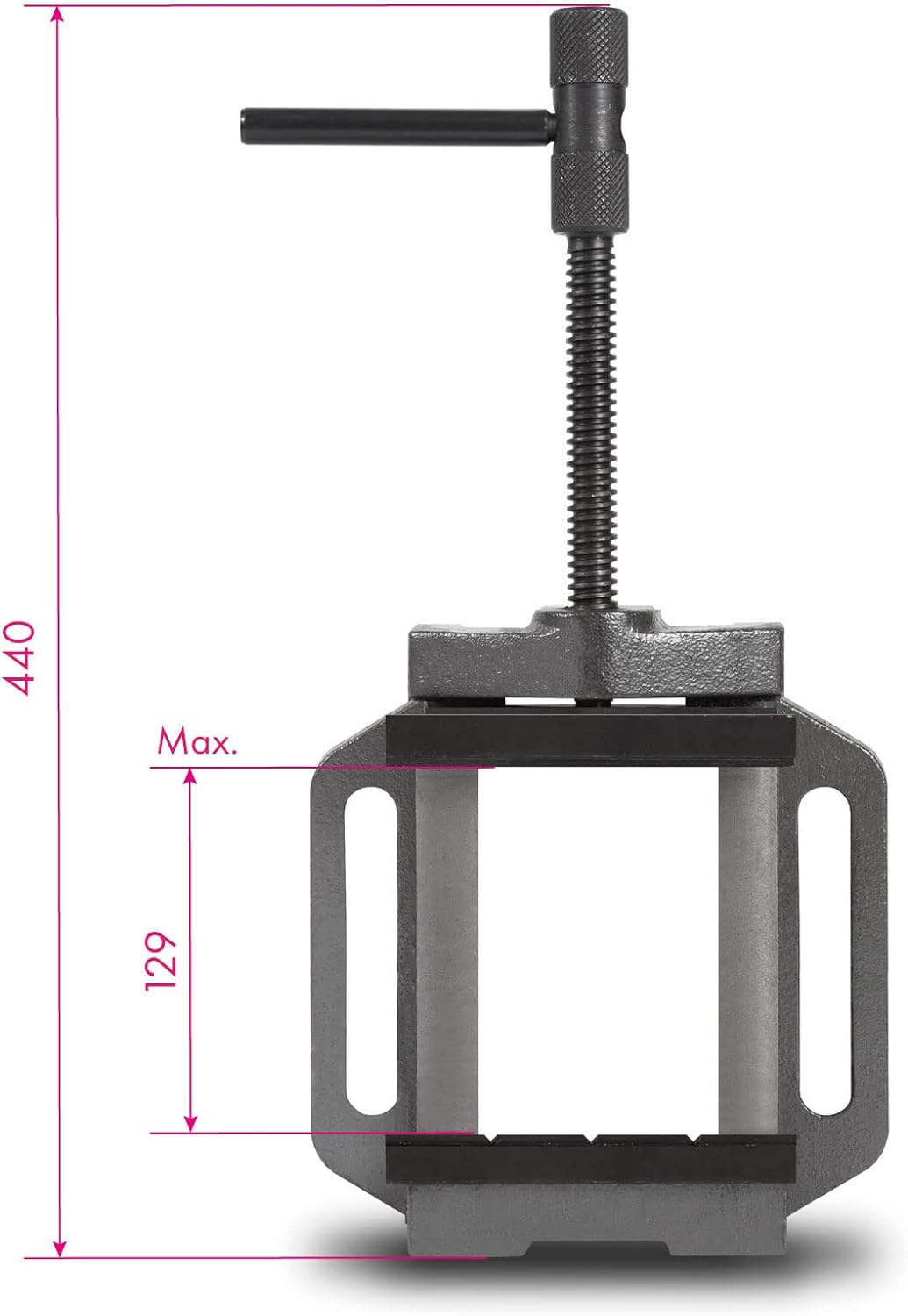 EBERTH Maschinenschraubstock aus Grauguss und Stahl, Backenbreite 150mm, Max. Spannbreite 129mm, Mas
