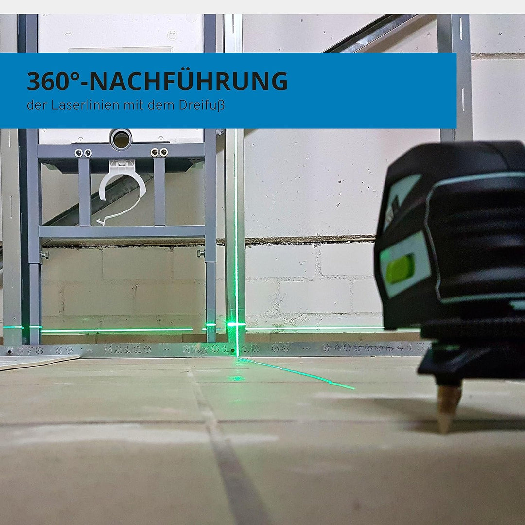 hedue® Linienlaser L1G - Kreuzlinienlaser selbstnivellierend mit grünen Laserlinien, Kreuzlaser Nive