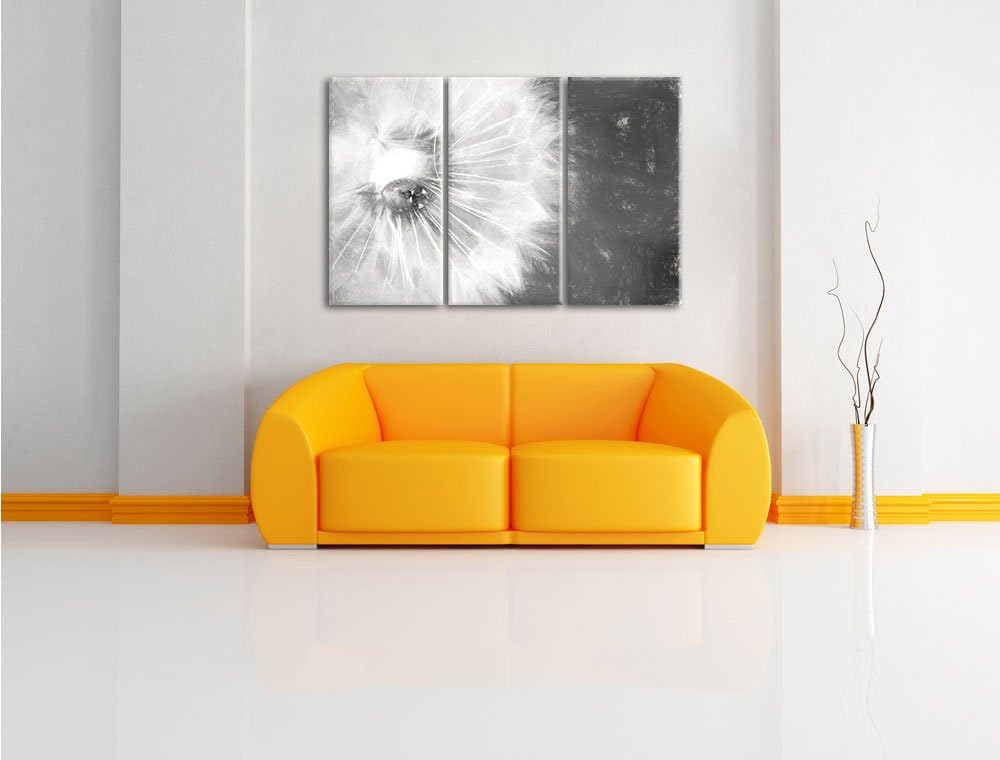 Pixxprint Kleiner Marienkäfer auf Einem Löwenzahn Kunst Kohle Effekt 3-Teiler Leinwandbild 120x80 Bi