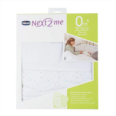 Chicco 09010995600990 4SET NEXT2ME BETTWÄSCHESET 4teilig, STARS, weiss, Weiss