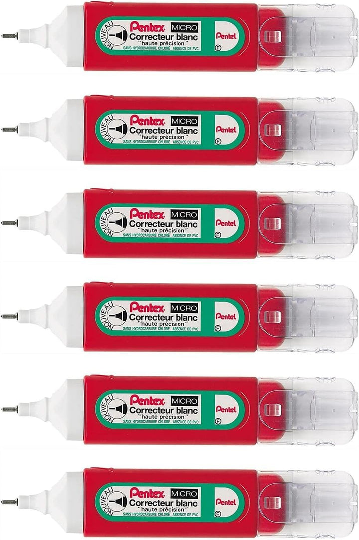 PENTEL Pentex ZLC31-W Korrekturstifte, feine Spitze, 12 ml, 6 Stück