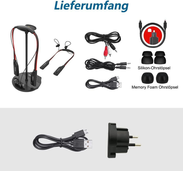 SIMOLIO 2.4GHz Funkkopfhörer Kabellos für TV, Dual Kabellose Kopfhörer für Fernseher für Senioren, B