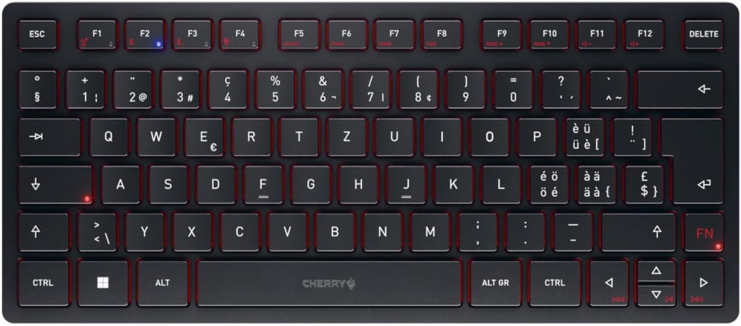 CHERRY KW 9200 Mini, kompakte Multi-Device-Tastatur für bis zu 4 Endgeräte, Schweizer Layout (QWERTZ