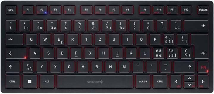 CHERRY KW 9200 Mini, kompakte Multi-Device-Tastatur für bis zu 4 Endgeräte, Schweizer Layout (QWERTZ