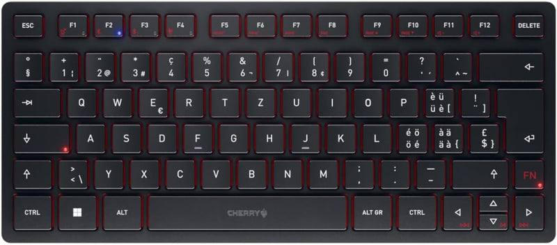 CHERRY KW 9200 Mini, kompakte Multi-Device-Tastatur für bis zu 4 Endgeräte, Schweizer Layout (QWERTZ