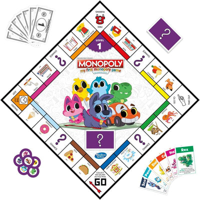 Mein erstes Monopoly-Spiel, Brettspiel für Kinder ab 4 Jahren, 2-seitiges Spielbrett, spielerisches