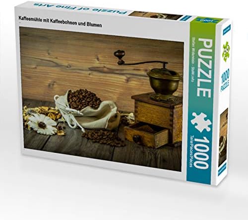 CALVENDO Puzzle Kaffeemühle mit Kaffeebohnen und Blumen 1000 Teile Lege-Grösse 64 x 48 cm Foto-Puzzl