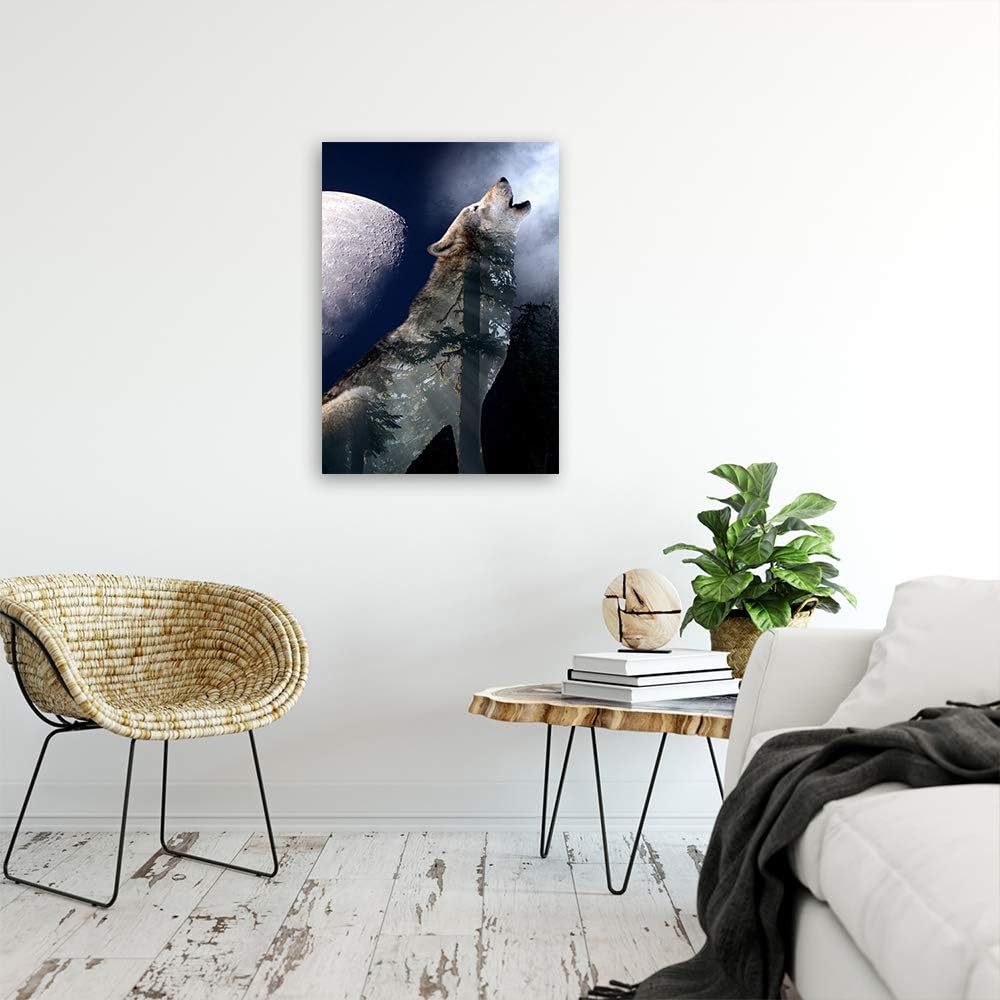 Feeby Wandbild Tier Druckbild Leinwandbild Grafik Blau 60x90 cm Leinwandbild 60x90 cm Blau_A, Leinwa