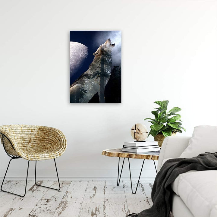 Feeby Wandbild Tier Druckbild Leinwandbild Grafik Blau 60x90 cm Leinwandbild 60x90 cm Blau_A, Leinwa