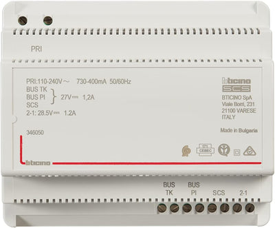 BTicino, Reiheneinbau-Netzgerät, 2-Draht für Audio- und Video-Türsprechanlagen, integr. Videoadapter