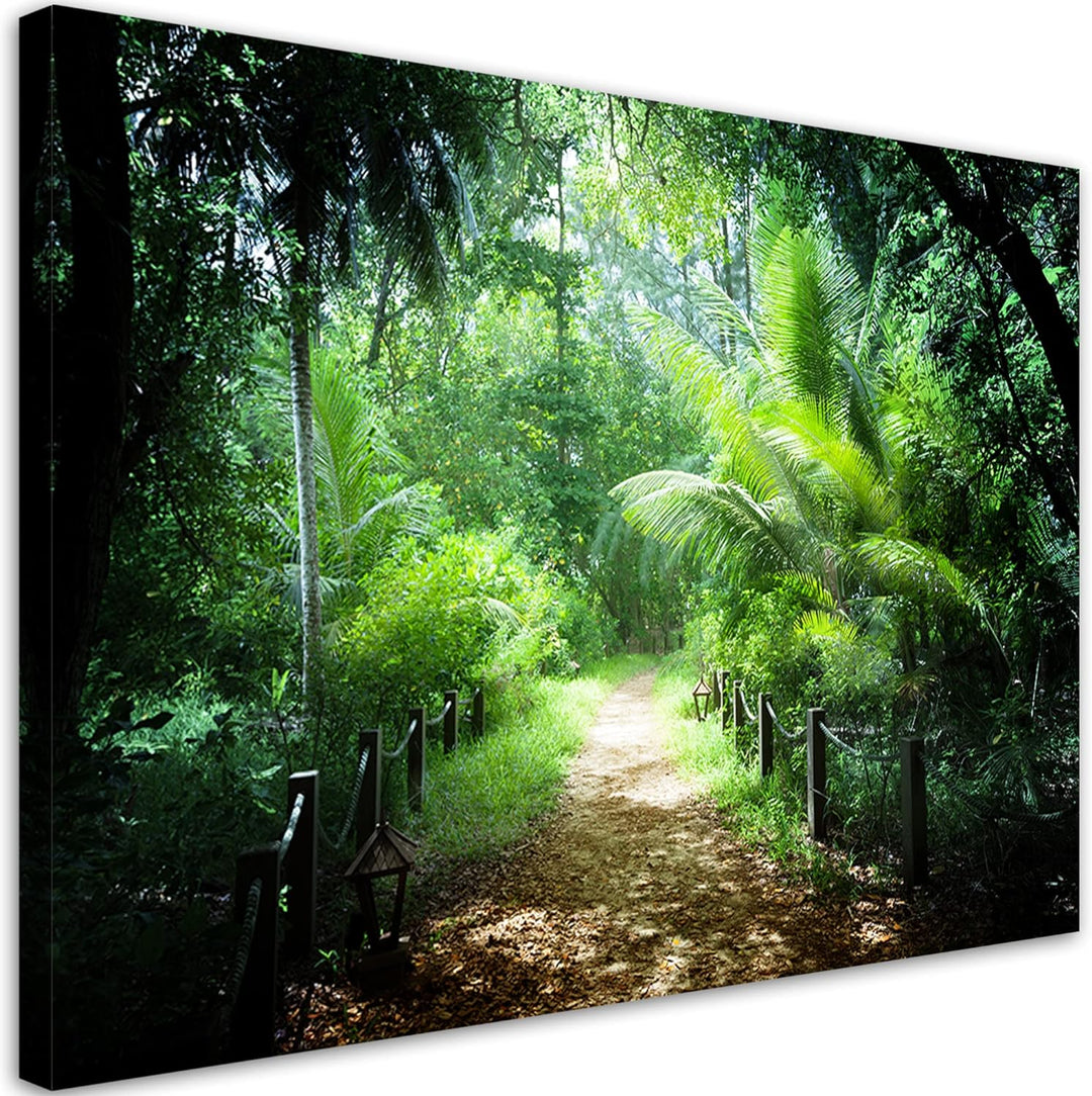 Feeby Vlies Leinwandbild Natur Bäume Dschungel 90x60 cm Druckbild Wandbild Wanddekoration Deko Wand