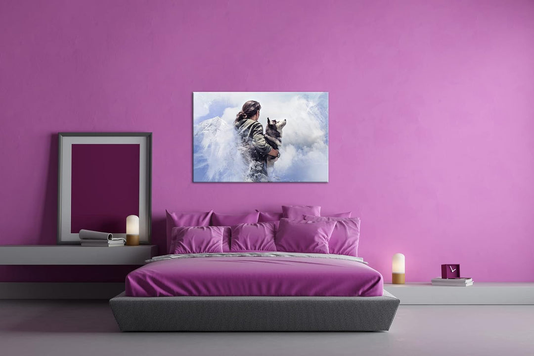 deyoli edler Husky Format: 80x60 als Leinwand, Motiv fertig gerahmt auf Echtholzrahmen, Hochwertiger