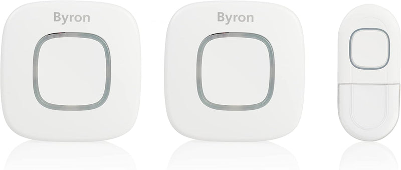 Byron 2in1 Funkklingel-Set und Alarmsirene/HomeWizard kompatibel/tragbar und für Steckdose, DBY-2472