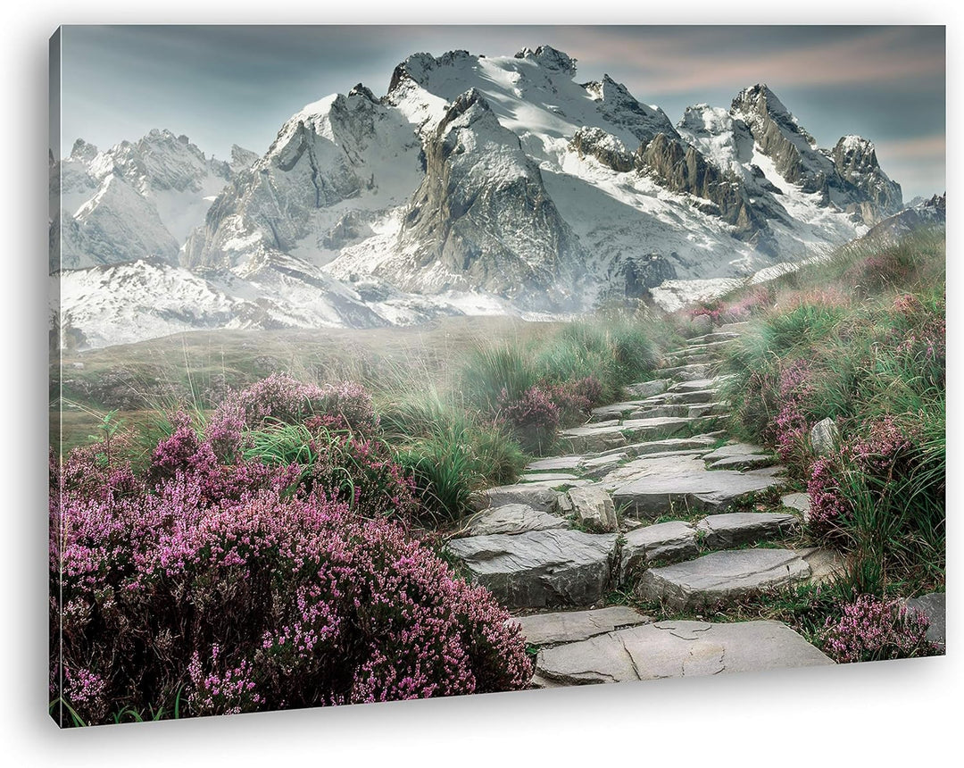 deyoli Steinweg in die Berge Format: 60x40 als Leinwandbild, Motiv fertig gerahmt auf Echtholzrahmen
