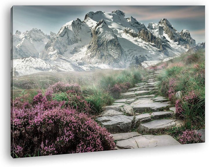 deyoli Steinweg in die Berge Format: 60x40 als Leinwandbild, Motiv fertig gerahmt auf Echtholzrahmen