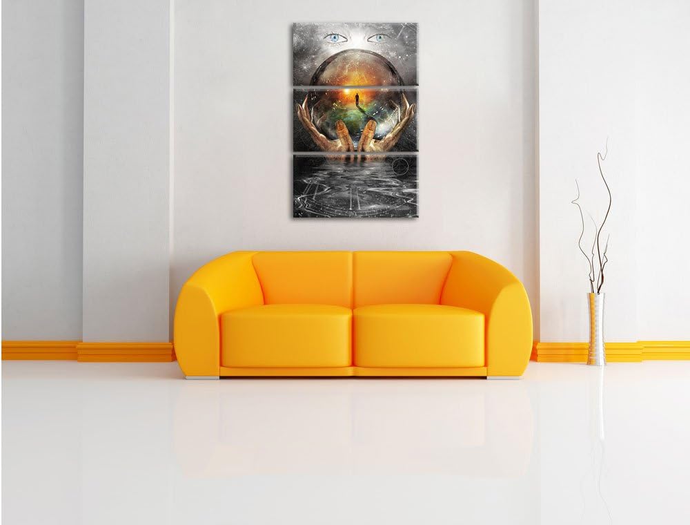 Pixxprint Glaskugel mit Hintergrund als Leinwandbild/Grösse: 3 Teilig (120x80) cm/Wandbild/Kunstdruc