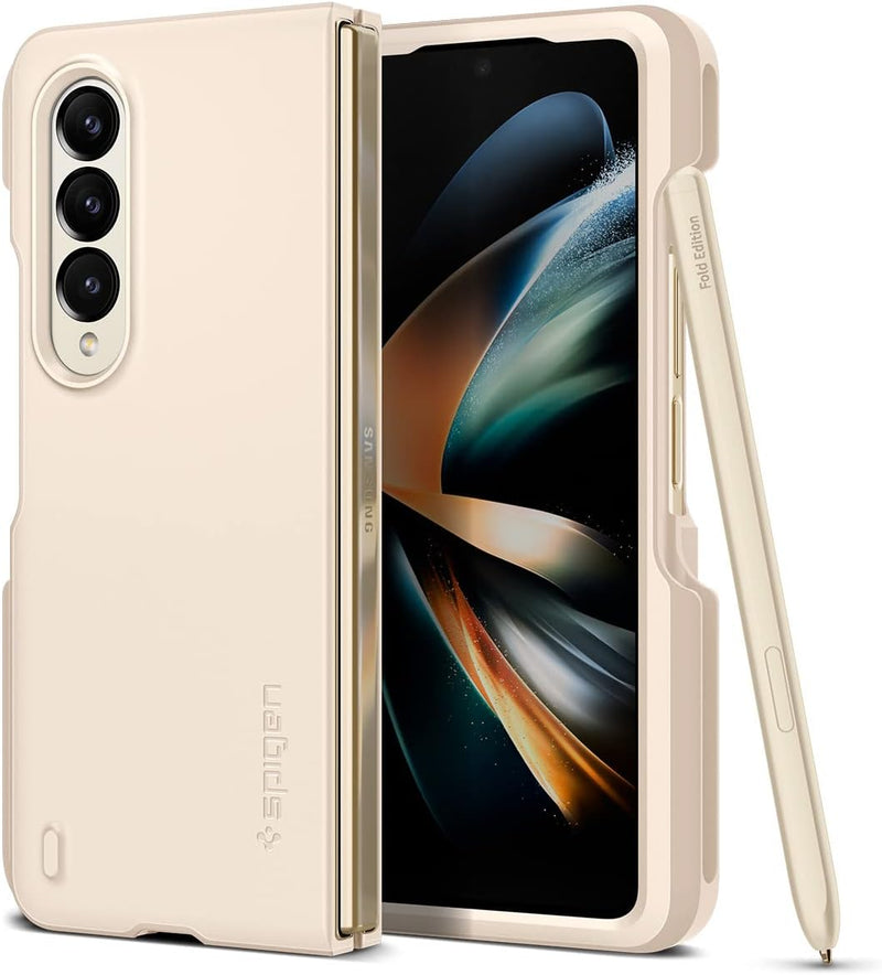 Spigen Thin Fit P Hülle Kompatibel mit Samsung Galaxy Z Fold 4 5G -Pearled Ivory (S Pen Nicht inklus