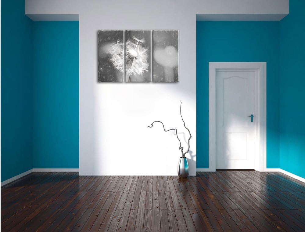 Pixxprint Schöner weisser Löwenzahn Kunst / 3-Teilig/Gesamtmass 120cm Leinwandbild bespannt auf Holz