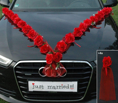 Rosen Girlande Braut Paar Rose Deko Dekoration Autoschmuck Hochzeit Car Auto Wedding ®Auto-schmuck D