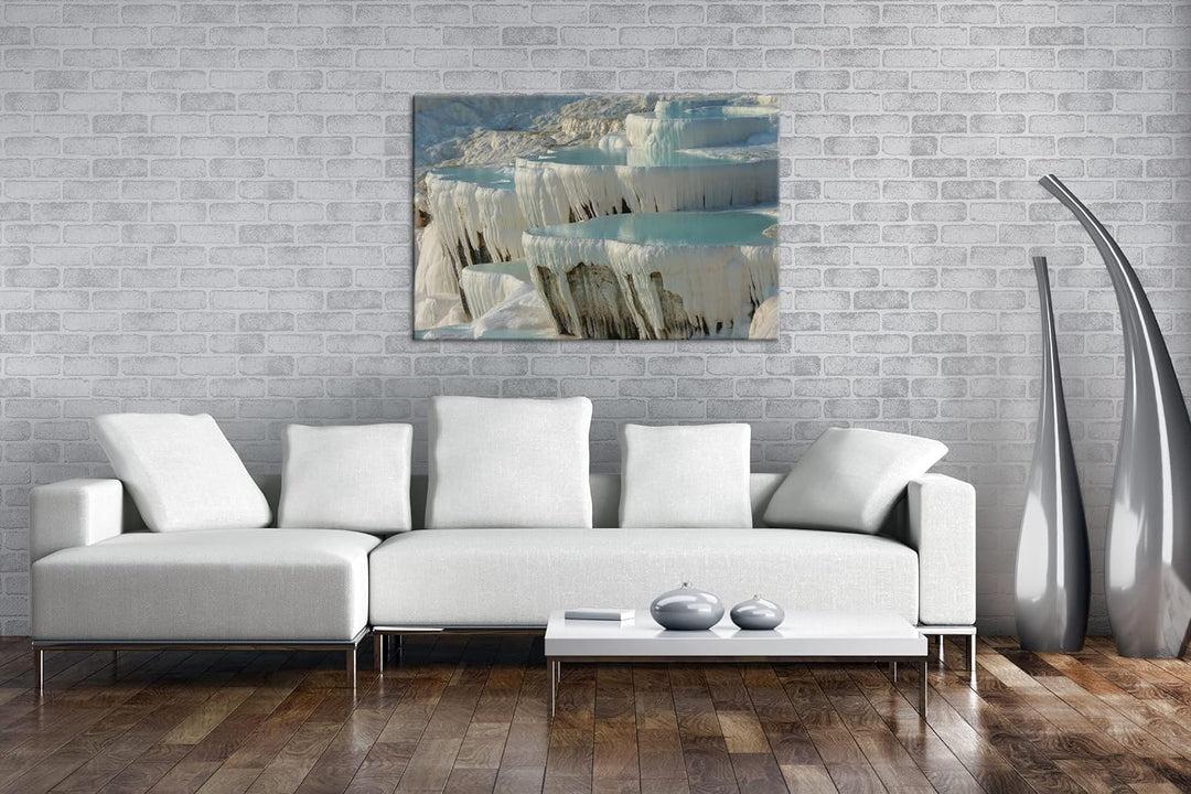 deyoli Kalksinterterrassen in Pamukkale im Format: 80x60 als Leinwandbild, Motiv fertig gerahmt auf