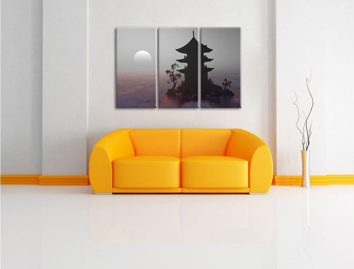 Pixxprint Buddhistischer Tempel in Asien als Leinwandbild/Grösse: 3 Teilig (120x80 cm) cm/Wandbild/K