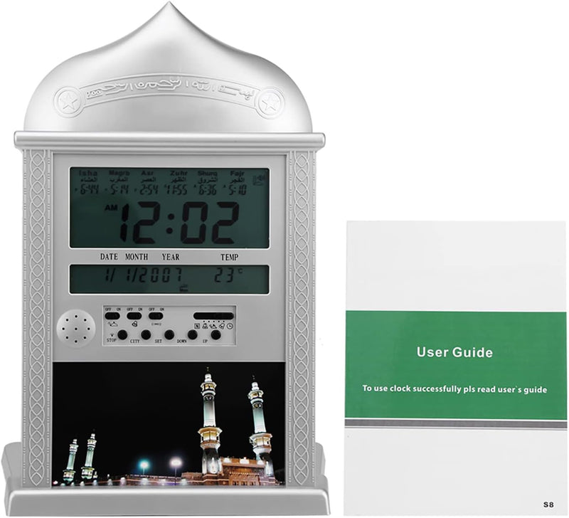 Muslimische Islamische Azan Wecker Muslim Gebet Wanduhr Uhr Azan Athan Digital Alarm Wanduhr Silber