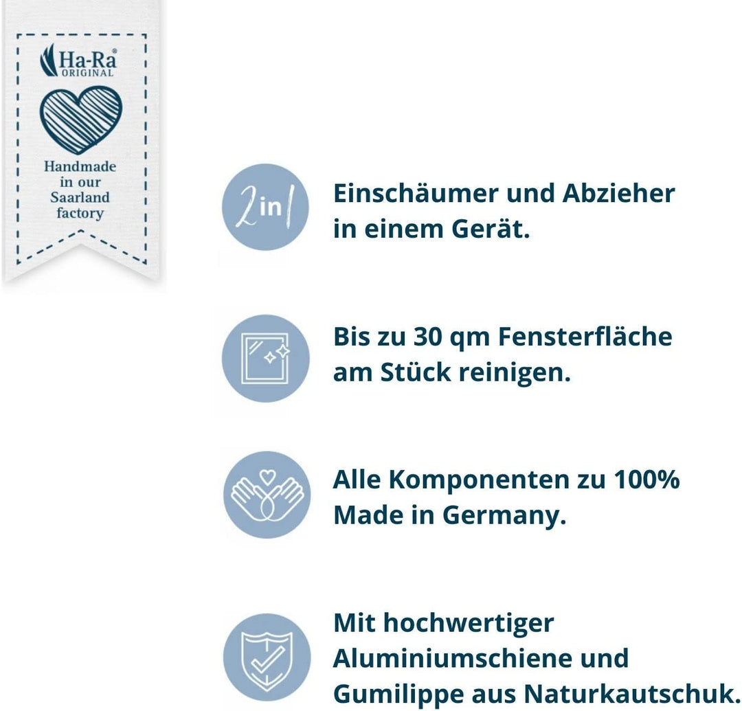 Ha-Ra Fenster-Putz-Set I Fensterwischer 32cm I Konzentrierte Vollpflege 500ml I Rollfix zur perfekte