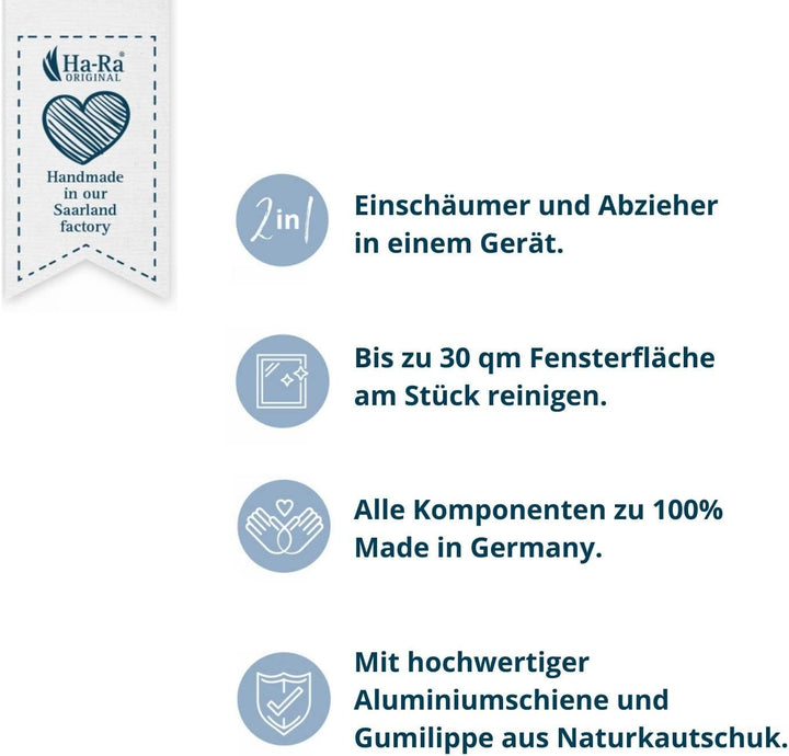 Ha-Ra Fenster-Putz-Set I Fensterwischer 32cm I Konzentrierte Vollpflege 500ml I Rollfix zur perfekte