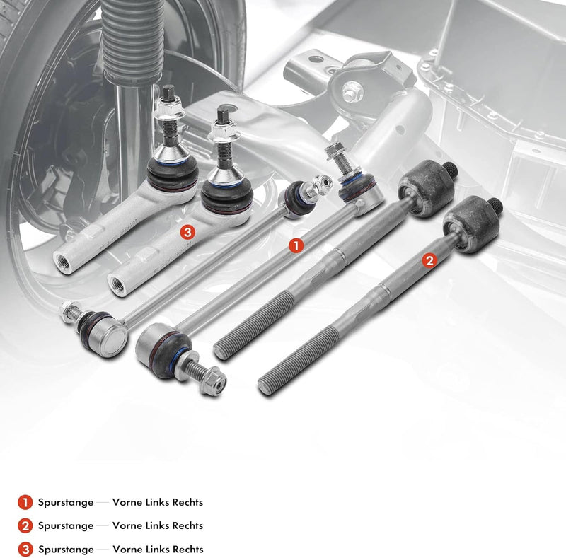 Frankberg 4x Spurstange 2x Koppelstange Vorderachse Links Rechts Kompatibel mit Model 3 5YJ3 2017-20