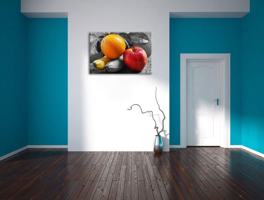 Apfel, Banane, Orange und Co. schwarz/weiss Format: 100x70 auf Leinwand, XXL riesige Bilder fertig g
