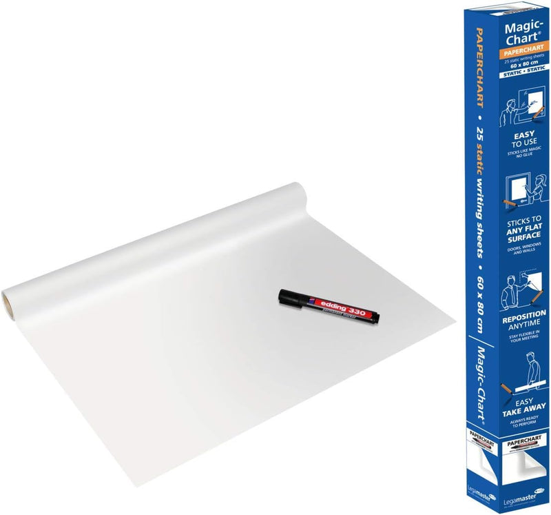 Legamaster Magic-Chart Paperchart Folie - weiss - 80x60cm & Magic-Chart Notes - statisch selbsthafte