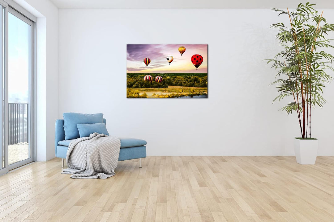 deyoli Fahrt mit einem Heissluftballon Format: 80x60 als Leinwandbild, Motiv fertig gerahmt auf Echt