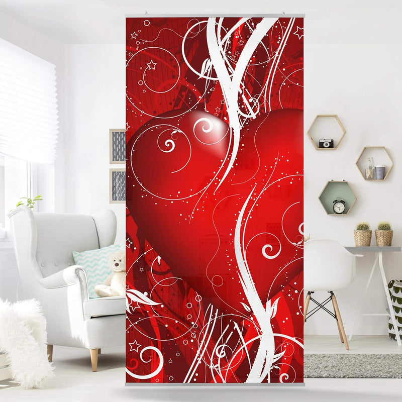 Bilderwelten Raumteiler Floral Heart 250x120cm inkl. transparenter Halterung 250x120cm incl. transpa