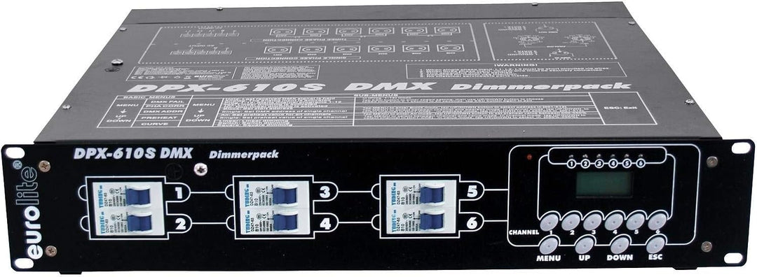 EUROLITE DPX-610 S DMX Dimmerpack | 6 x10A-Dimmer für DMX und analoge Signale mit Schutzkontakt-Ausg
