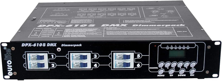 EUROLITE DPX-610 S DMX Dimmerpack | 6 x10A-Dimmer für DMX und analoge Signale mit Schutzkontakt-Ausg