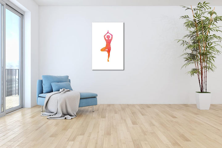 deyoli Yoga-Pose-Illustration Format:75x50 cm als Leinwandbild, Motiv fertig gerahmt auf Echtholzrah