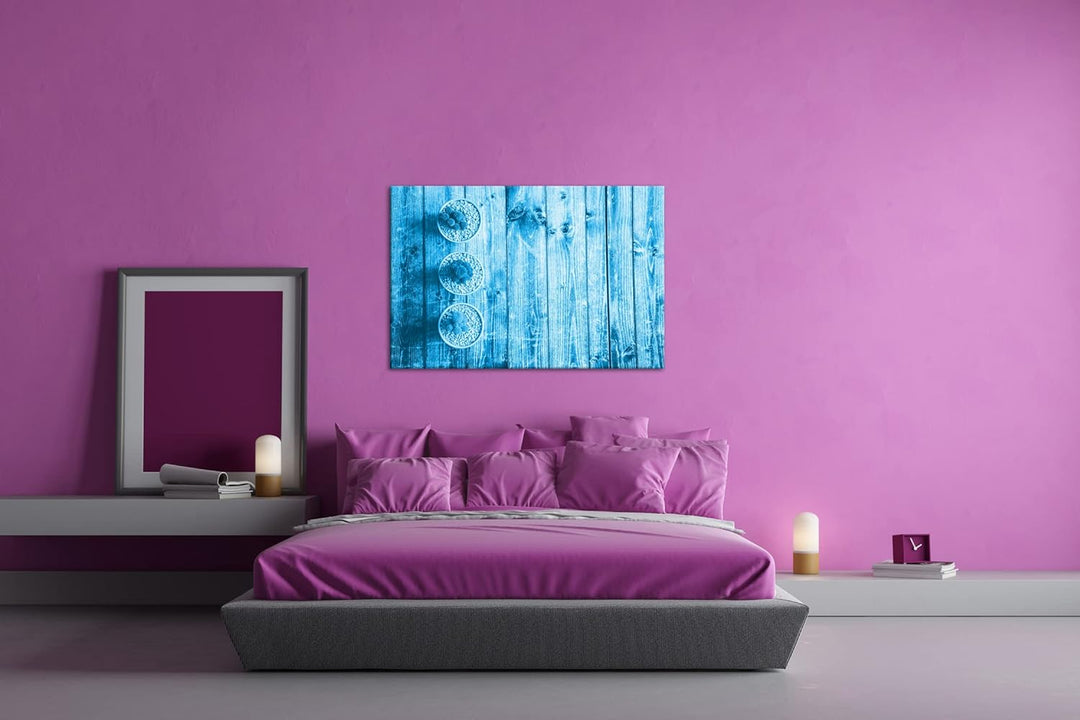 deyoli winzige Kakteen Format: 80x60 Effekt: Monocrome Blau als Leinwand, Motiv fertig gerahmt auf E