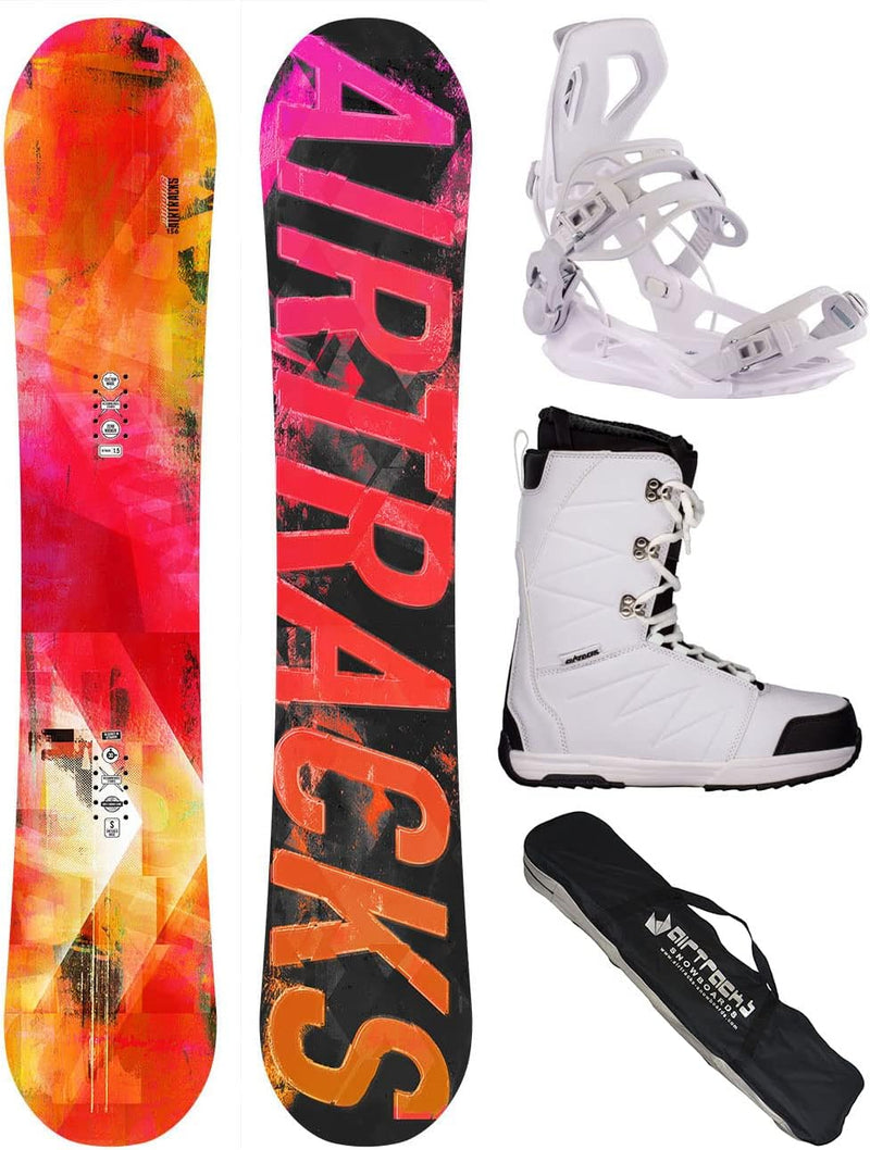 Airtracks Damen Snowboard-Set Morioirs Flat Zero Rocker + Bindung Master W Fastec + Boots + Sb Bag 1