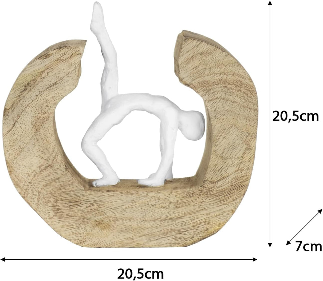 Moritz Skulptur I Yoga das Rad I 20,5 x 7 x 20,5 cm I Holzdeko I Skulpturen Deko I Modern I Wohnzimm