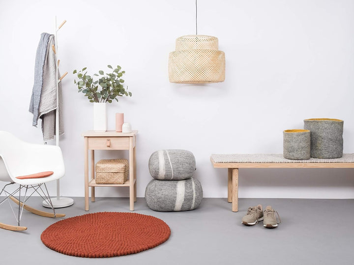 myfelt Lora Filzkugelteppich — Ø 50 cm, ideal für Schlaf-, Wohn-, Kinderzimmer, Flur & Bad Ø 50 cm R